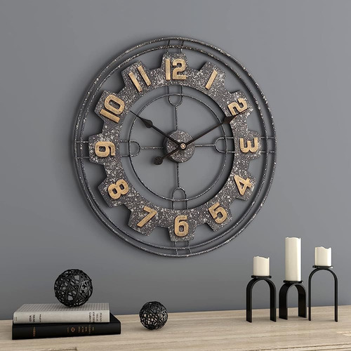 Reloj De Pared De Metal Thcisl Con Relojes Grandes Para La D