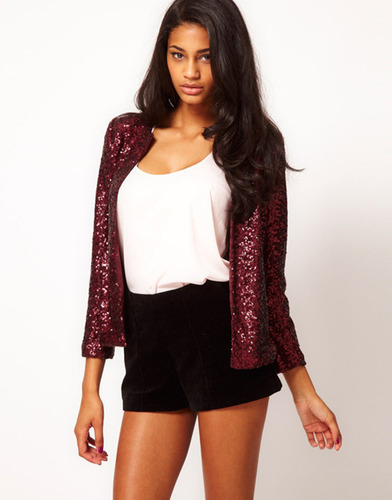 Blazer De Lentejuelas De Fiesta Brillante Para Mujer