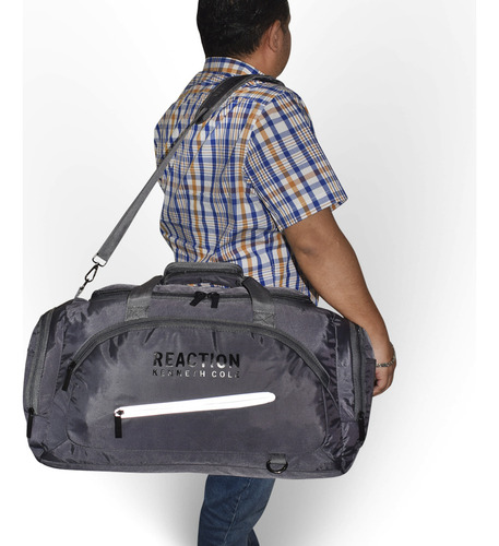 Mochila Deportiva Kenneth Cole® Reaction, Maleta Gym Viaje Color Gris Oscuro Lisa