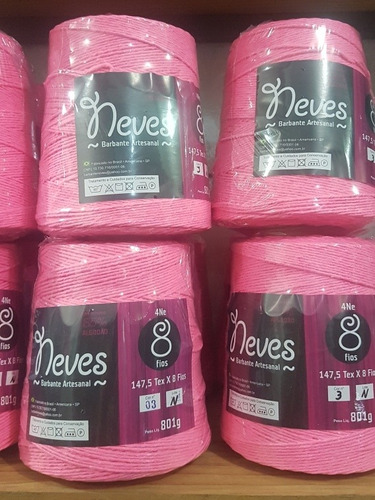 Barbante Rosa Neon  8 Fios Cor 3  Croche Artesanato 800g 