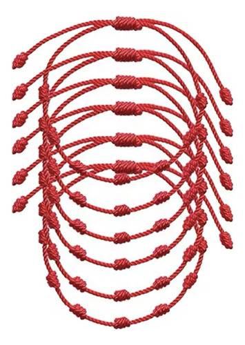 Pack 6 Pulseras Hilo Rojo 7 Nudos De Protección Y Suerte