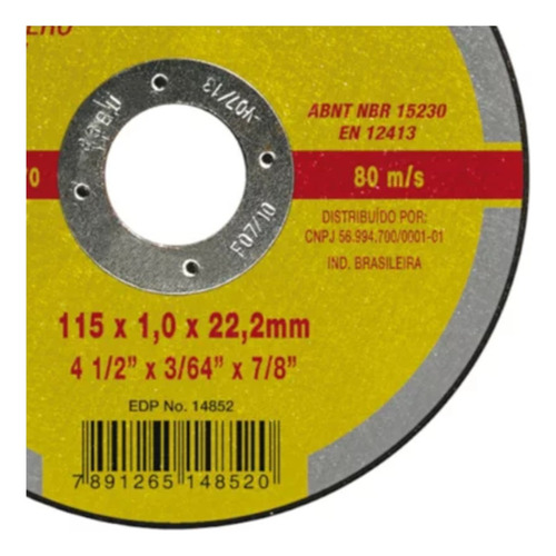 Disco De Makita Starrett 4polegada X 1,00mm 48und Cor Amarelo
