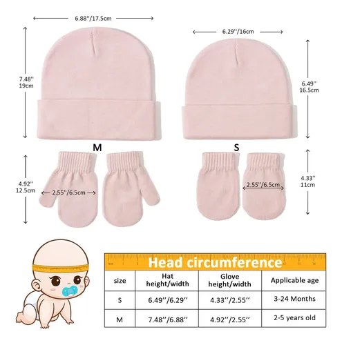 Conjunto De Gorro Y Guantes Para Bebe, Gorro De Punto Calido