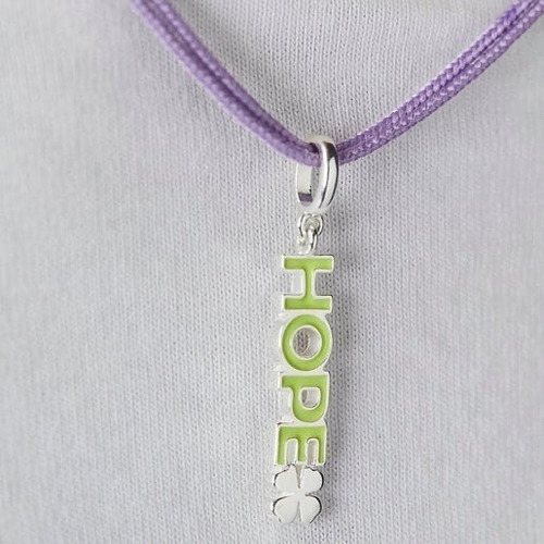 Dije Hope Crossword Plata Con Esmalte Verde Limon