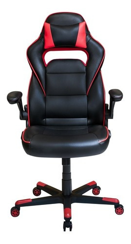 Silla Ejecutiva Red Top Racer Gamer Polipiel Negro Con Rojo