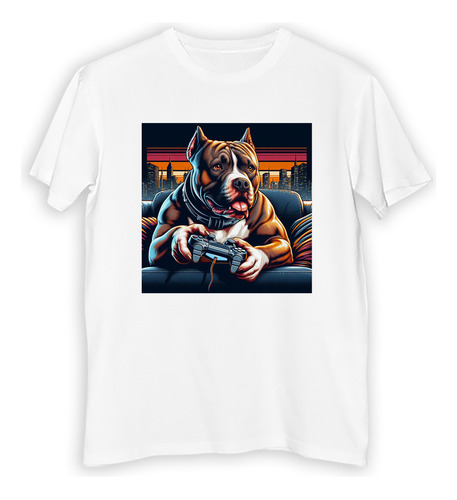 Remera Niño Pitbull Concentrado Perro Jugando Juegos