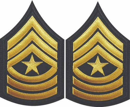 Insignia Militares Rangos Par De Parches Bordados Oro Negro