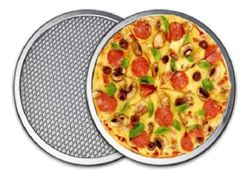 Set De 3 Mallas Para Hornear Pizza Rejilla Charola Aluminio 