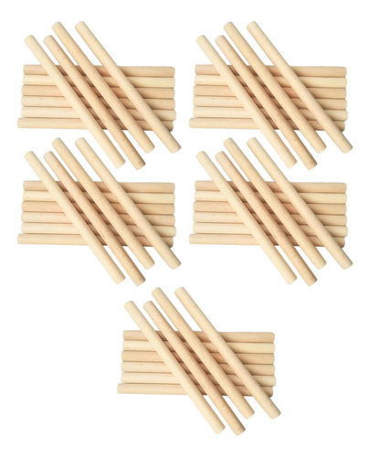 2 X 50 Uds. Palos De Madera Redondos Sin Terminar, Palos