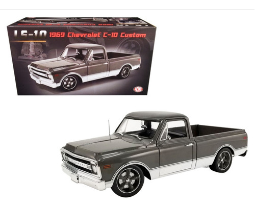 Acme 1:18 1969 Chevrolet C-10 Custom Pickup Camioneta Gris
