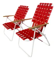 Comprar Set X2 Reposeras Plegables 5 Pos Madera Caño Reforzado 130kg