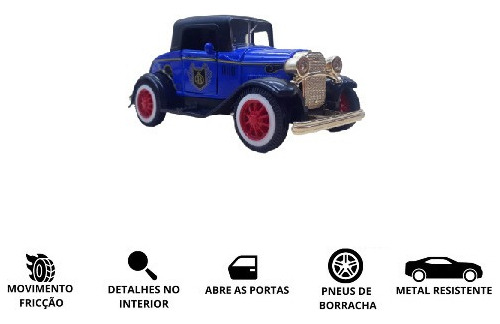 Carro Miniatura Metal Ford Antigo Abre Portas Fricção Car Cor Ytl-1014/azul