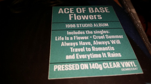 Ace Of Base Flowers Lp Cerrado Europe 140 Grs Clear 2020 (Usado)