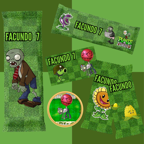 Kit Imprimible Cumpleaños Candy Bar Plants Vs Zombies Pvz