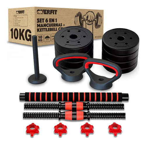 Set Mancuernas + Barra + Kettlebell Unibles Overfit 10kg