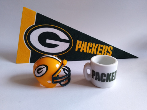 Set Nfl Mini (casco, Banderin, Taza) - Green Bay Packers