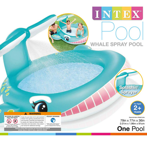 Piscina Inflable Intex De Ballena Con Rociador Para Niños