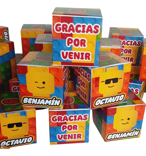 Cajitas Cubo Golosinas Souvenirs Lego X10 Cumpleaños