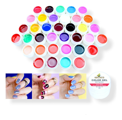 36 Gel Paint Para Uñas Colores Surtidos 5ml