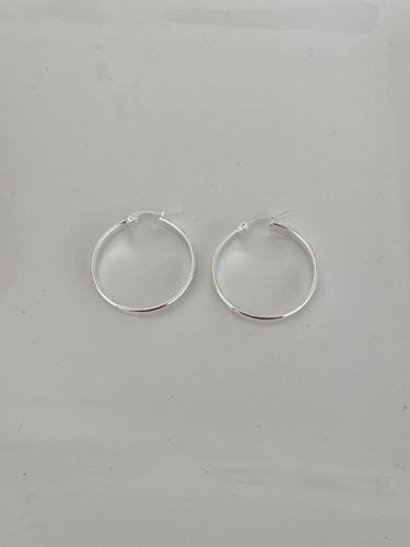 Aros Argollas Tipo Cinta Anchas Clasicas 3,3 Cm Acero Blanco