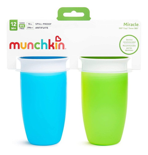 Sippy Munchkin Milagro 360, Verde / Azul, 10 Oz, 2 Count