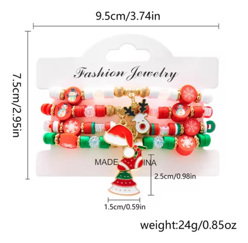 Juego De 4pz Pulsera Para Ambos Género Diseño Época Navidad