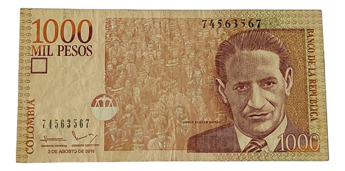 Billete 1000 Pesos Gaitan, Estado Bueno(5-6.9), Ultima Fecha