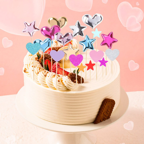 30 Adornos Coloridos Para Cupcakes Con Forma De Corazon Y Es