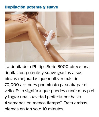 Imagen 4 de 10 de Depiladora Philips Inalámbrica + 7 Accesorios Bre730
