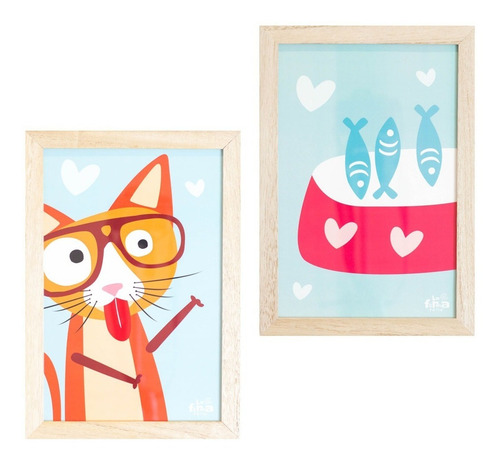 Imagen 1 de 1 de Cuadros Dípticos Infantiles Michi 20cm X 25cm