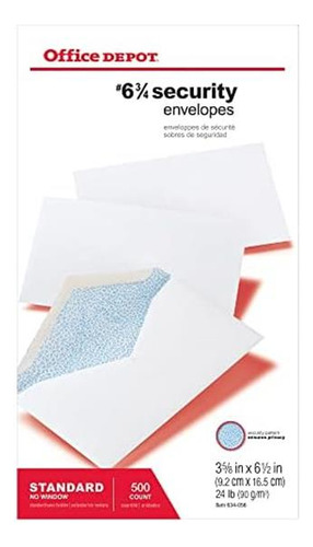 Sobres De Seguridad De Office Depot, 6 (3 X 6 Blancos, Caja