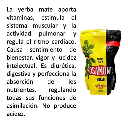 Imagen 2 de 3 de Yerba Mate Suave Bolsa Con Zipper Rosamonte 500gr