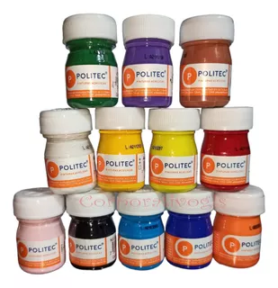 Pintura Escolar Politec 20ml Color Surtidos Caja 12 Piezas