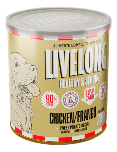 Ração Alimento Úmido Para Cães Livelong Sabor Frango 300g