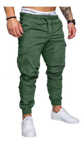 Pantalones Algodón Elástica Hombre Cargo Múltiples Bolsillos