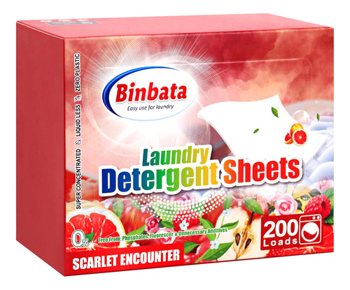 Binbata Hojas De Detergente Para Ropa, 200 Cargas, Hojas De