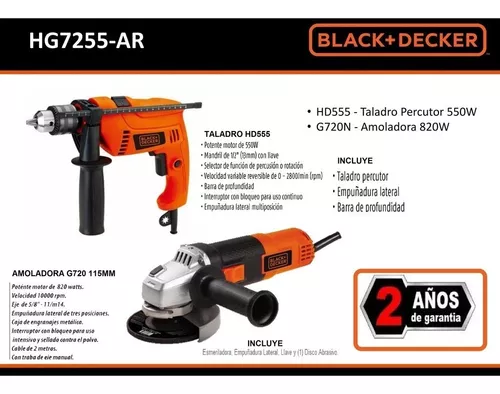 Combo Black + Decker Taladro 13mm + Amoladora 115mm Fs