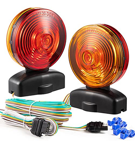 Czc Auto 12v Magnetic Trailer Lights Two Sided Red & Amber M