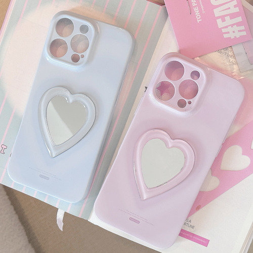 For iPhone Capa Coração 3d Espelho 16 15pro 14
