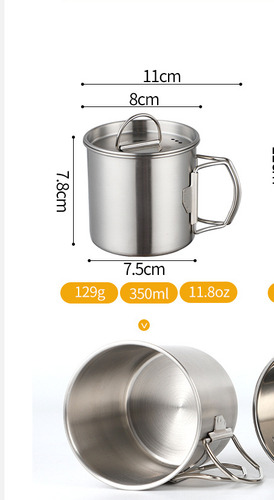 Vasos Plegables De Acero Inoxidable Para Acampar, Tapa, Básc