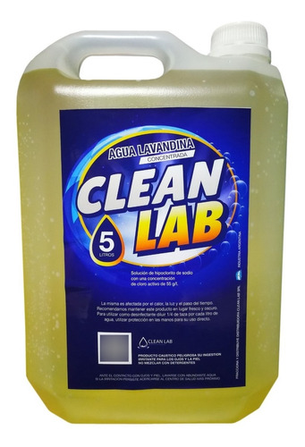 Lavandina Concentrada X 5 Lts Clean Lab 55gr/cl