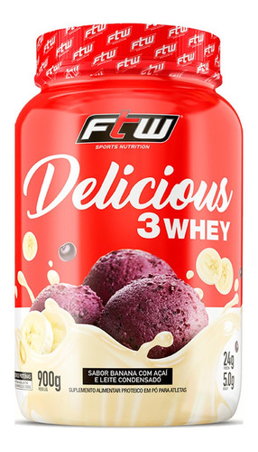 Delicious 3 Whey Concentrado Isolado Hidrolisado 900g Ftw