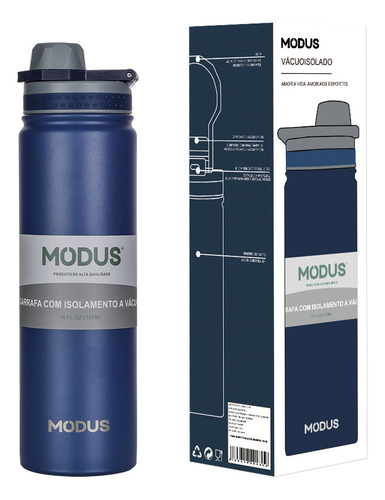 Modus Garrafa térmica inox agua fria quente color vedação 750ml cor azul