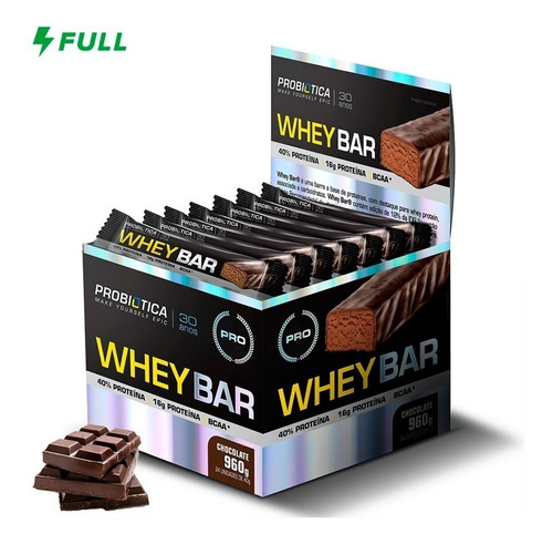 Whey Bar C/ 24 Barras - Probiótica Varios Sabores Full