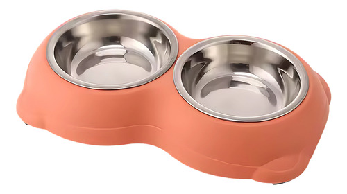 Comedouro Para Cães De Inox Duplo Pote Ração Elevado Rosa
