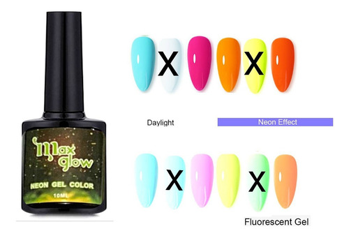 Imagen 4 de 4 de Esmaltes Neon Efecto Fluorescente Esmalte Semipermanente Gel