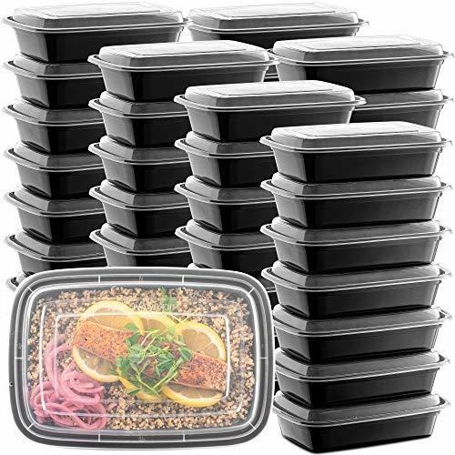 50-pack Meal Prep Plastic Microwavable Food Containers For M