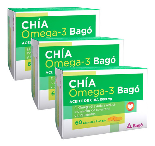 Pack Aceite De Chia Omega 3 Bagó Colesterol 180 Cápsulas