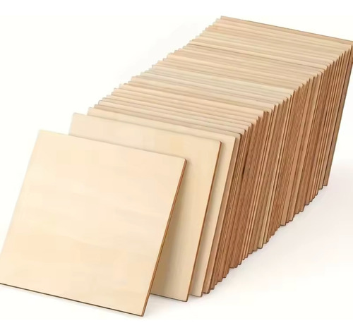 25 Cuadrados Finos De Mdf En Blanco Para Manualidad Pintura