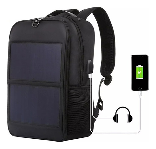 Mochila Solar Panel 14w Dual Usb Negocios Ocio Senderismo